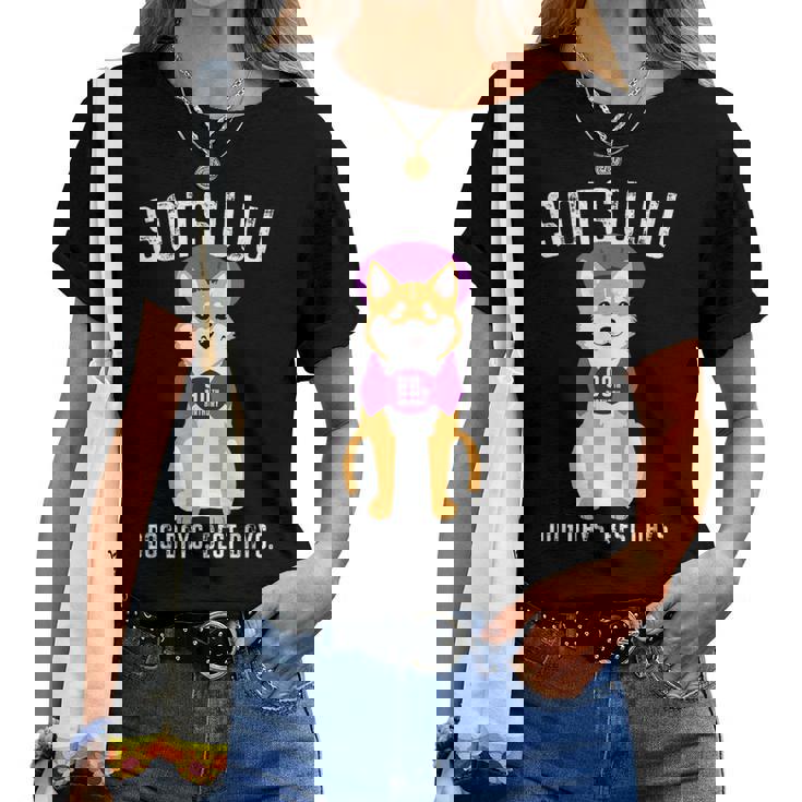 卒寿祝い 犬 柴犬 ちゃんちゃんこ 男性 女性 犬好き 90歳 Dog Days Best Days レディースTシャツ