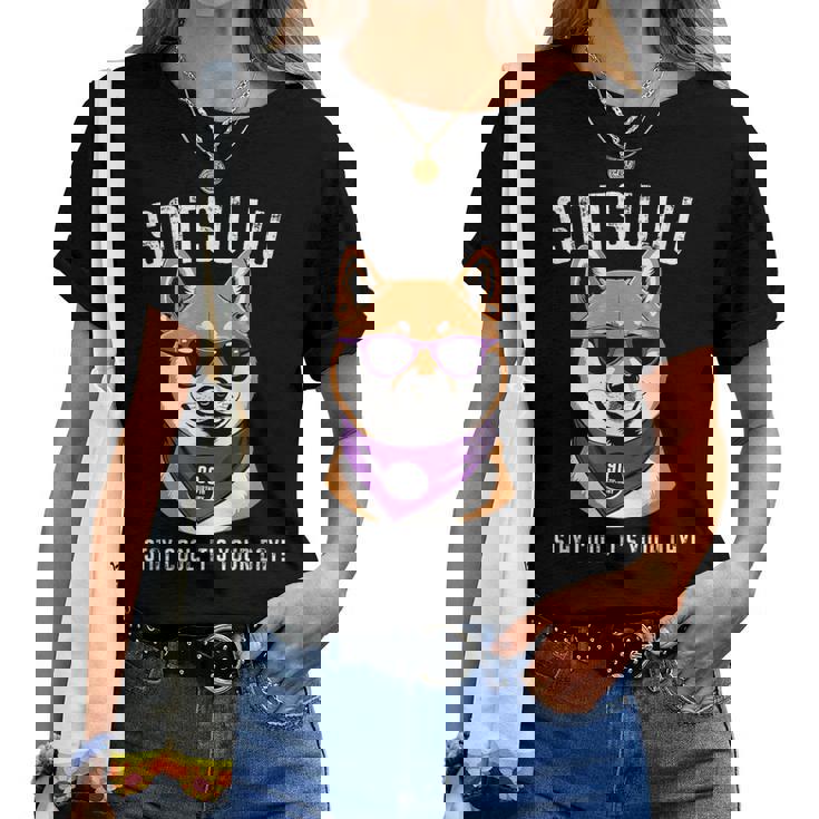 卒寿祝い 犬 柴犬 サングラス 父 男性 女性 母 犬好き 卒寿 お祝い 90歳 おもしろ おもろい レディースTシャツ