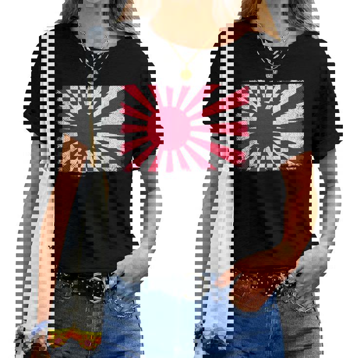 大日本帝国 男性 女性 グランジ ヴィンテージ 旭日旗 レディースTシャツ