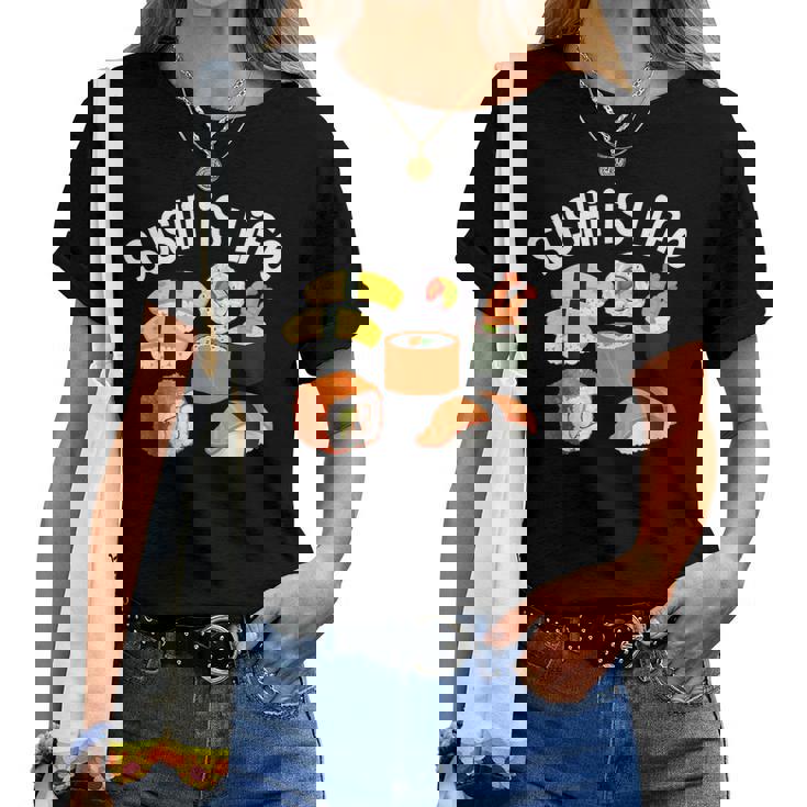 寿司アート 男性 女性 和食 寿司 巻き寿司 好き レディースTシャツ