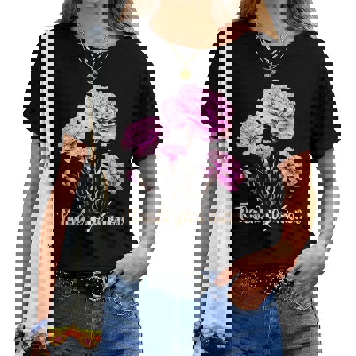 母の日 カーネーション 花 きれい ありがとう お母さん レディースTシャツ