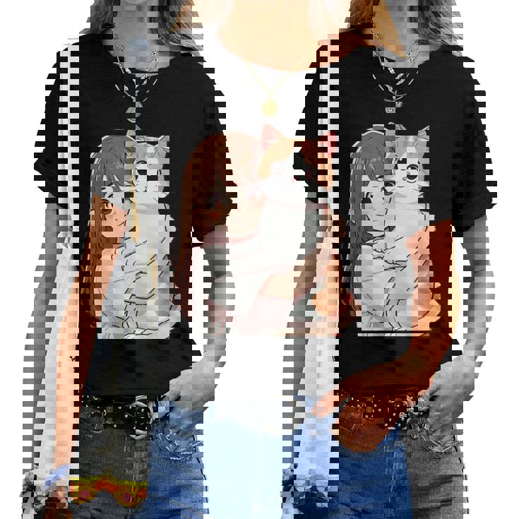 猫と少女 Cat And Girl レディースTシャツ