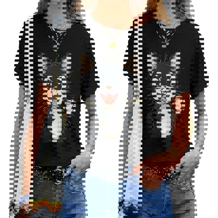 男の子と女の子のための素晴らしい猫のカップ衣装。 レディースTシャツ