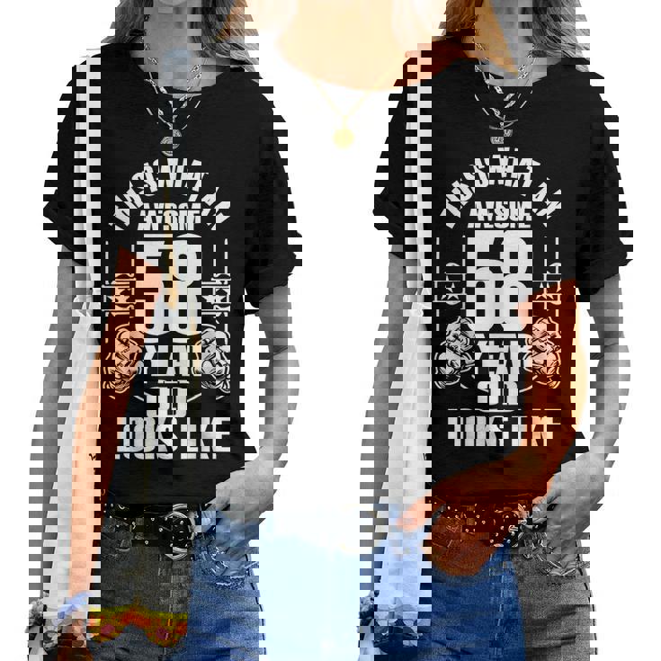 男性、女性、58歳の誕生日への58歳の誕生日プレゼント レディースTシャツ