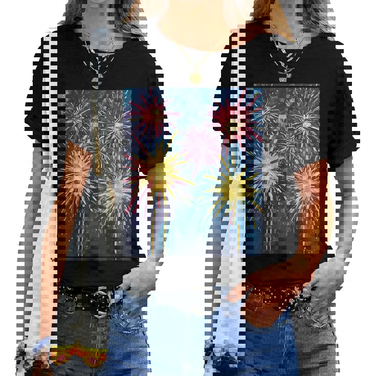 祭りのための花火ショー レディースTシャツ