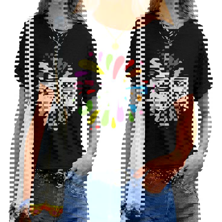 福岡 漢字 お土産 カラフル 祭り 花火風 レディースTシャツ