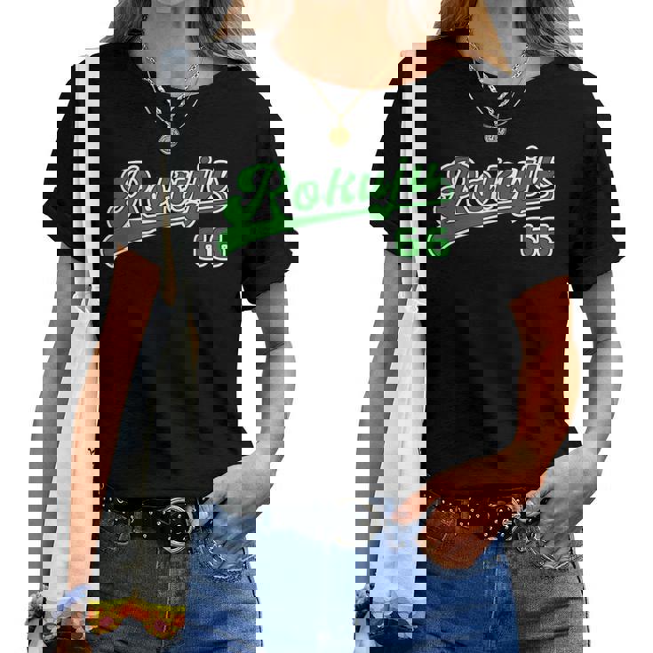 緑寿祝い 野球 野球好き 野球ユニフォーム風 Rokuju 文字 父 母 男性 女性 66歳 誕生日 レディースTシャツ