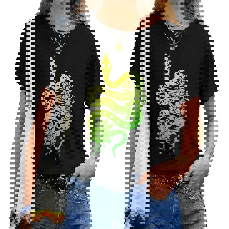 蛇 蛇 花 動物園 日帰り旅行 男性 女性 キッズ レディースTシャツ