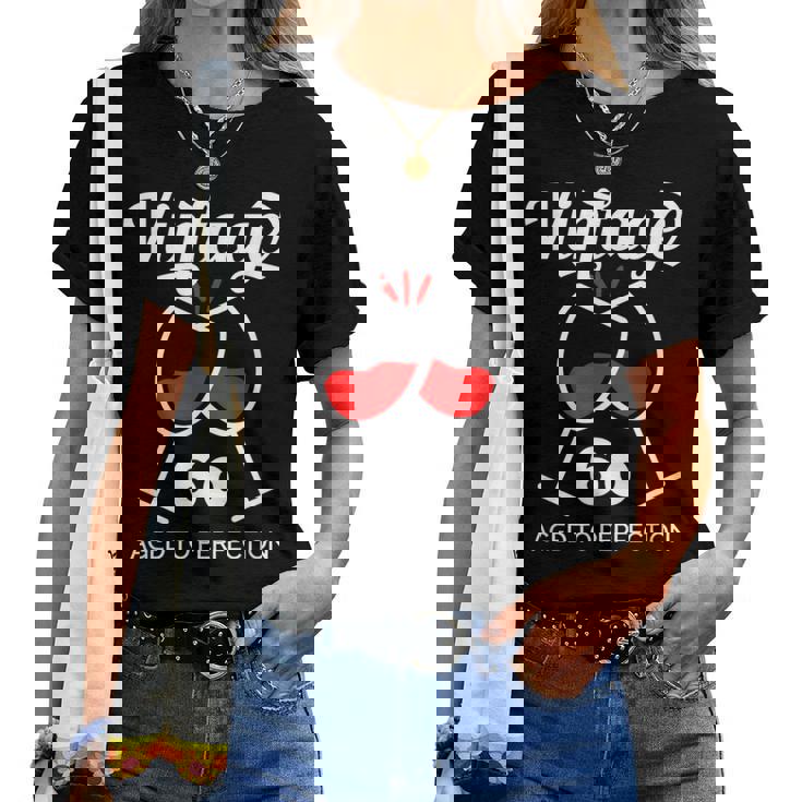 還暦祝い ワイン好き 酒好き 父 母 男性 女性 60歳お祝いintage Aged To Perfection レディースTシャツ