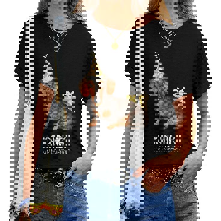 還暦祝い 犬好き 男性 女性 父 母 還暦 お祝い 60歳 かわいい 犬 ダックスフンド おしゃれ 赤色 レディースTシャツ