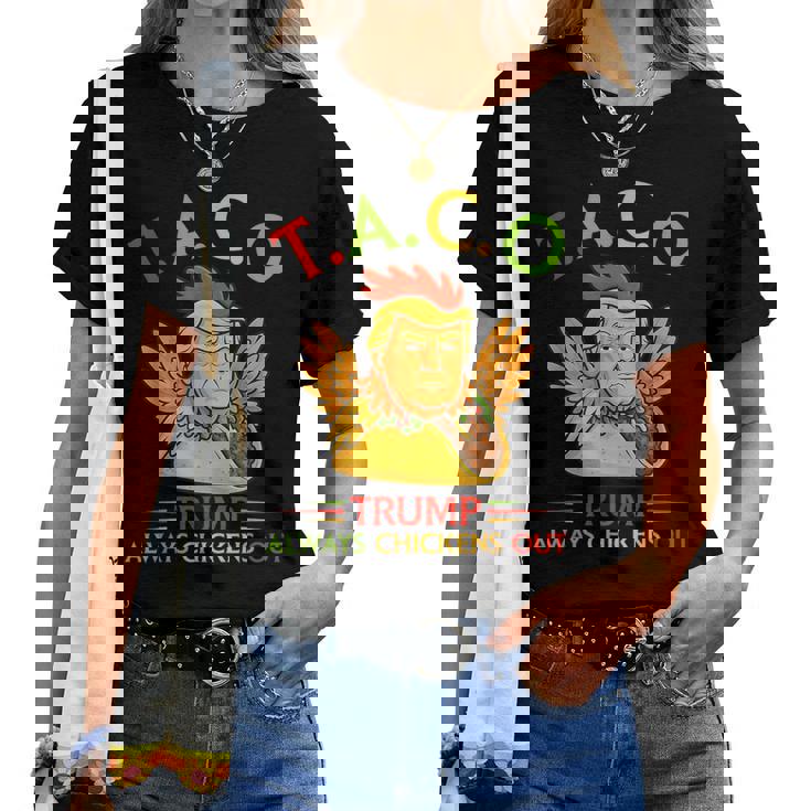 面白い トランプ タコス トランプ Always Chickens Out レディースTシャツ