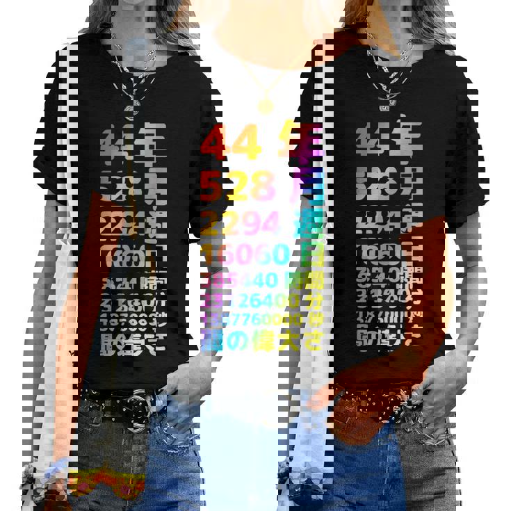 面白い44歳の誕生日の古いメーター 面白い44歳のギフト 女性 男性 面白い電卓 44歳の誕生日のギフト レディースTシャツ