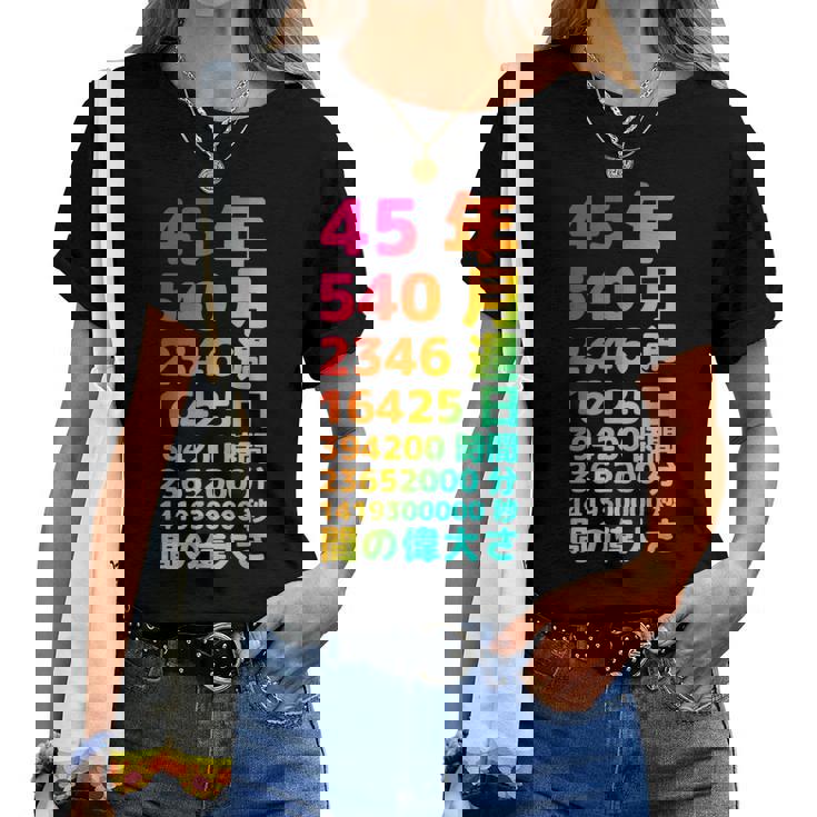 面白い45歳の誕生日の古いメーター 面白い45歳のギフト 女性 男性 面白い電卓 45歳の誕生日のギフト レディースTシャツ