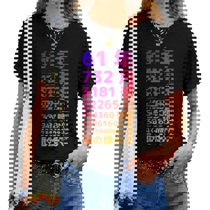 面白い61歳の誕生日の古いメーター 面白い61歳のギフト 女性 男性 面白い電卓 61歳の誕生日のギフト レディースTシャツ