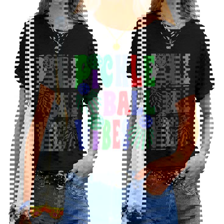 面白いスポーツデザイン女性男性ピックルボール レディースTシャツ