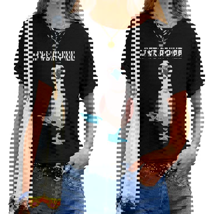 面白い鳥の贈り物女性男性アオアシカツオドリ レディースTシャツ