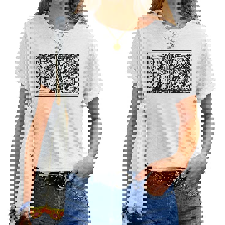 Dg Initials D G Nameurname Onomastics Onomatology レディースTシャツ