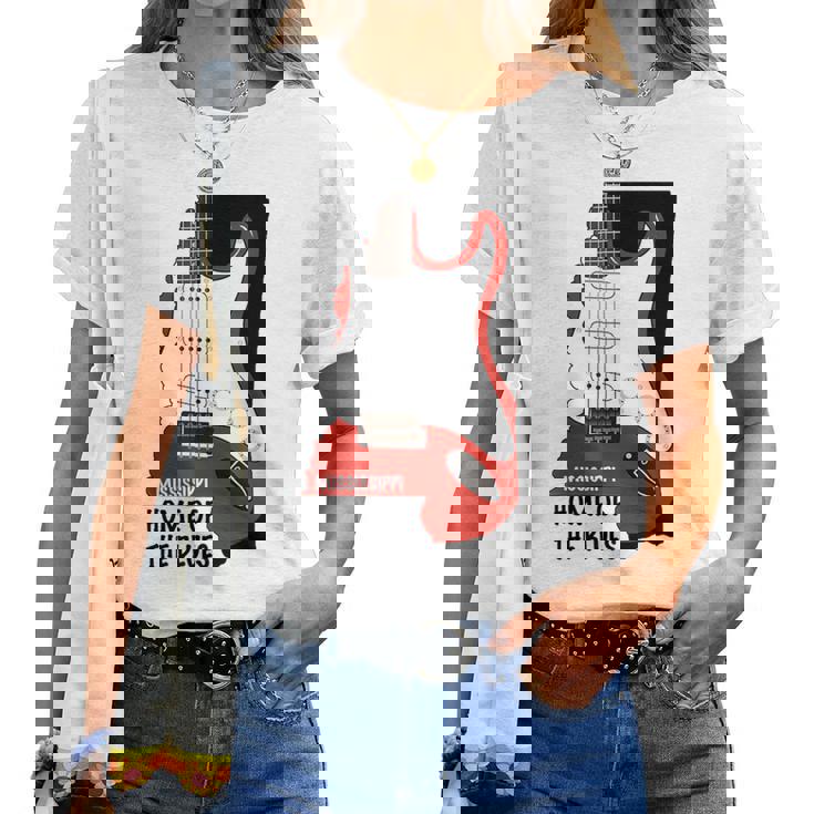 Estado De Mississippi Inicio De Los Blues Music Guitar Tunes Camiseta de mujer