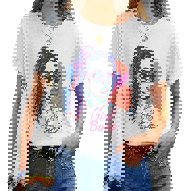 Girl Boss ポップアート セルフエンパワーメント レトロ 1950年代 レディースTシャツ
