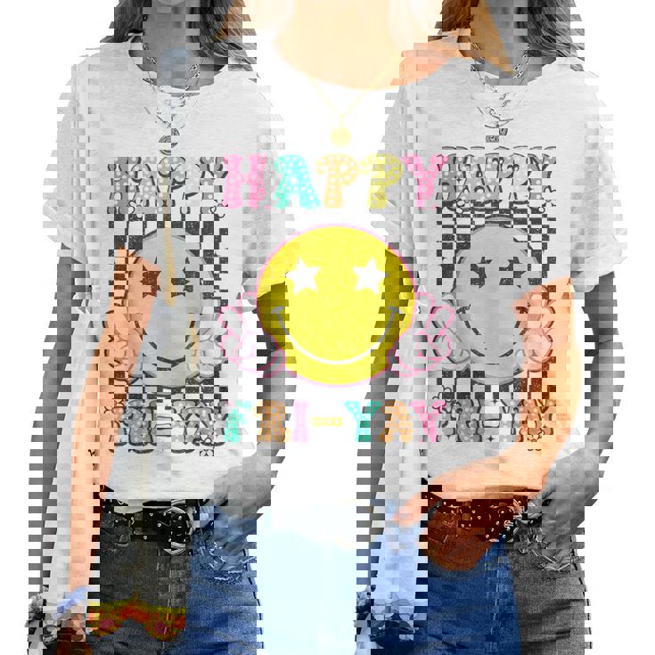 Happy Fri-Yay Groovy Teacher Friday Weekend Fri Yay Women T-shirt