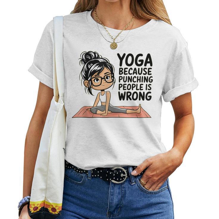 T-Shirt Femme Yoga Humour - Col V, Cadeau Drôle Pour Amoureuses Du Yoga Et Fitness