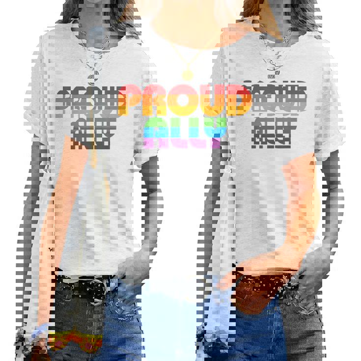 Lgbtq Proud Ally Lesbian Gay Pride Lgbt Ally Rainbowintage レディースTシャツ