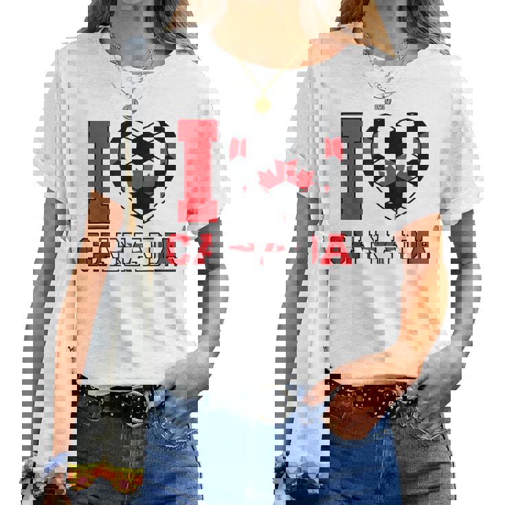 I Love Canada サッカーボール 男の子 女の子 キッズ カナダ国旗 レディースTシャツ