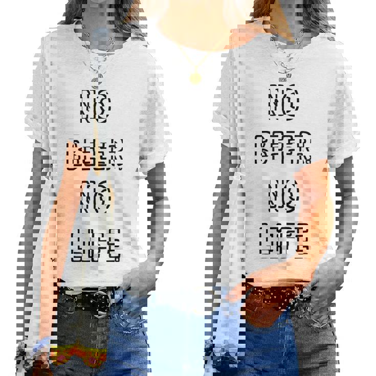 No Beer No Life ノービアーノーライフ ビール おもしろ かわいい レディースTシャツ