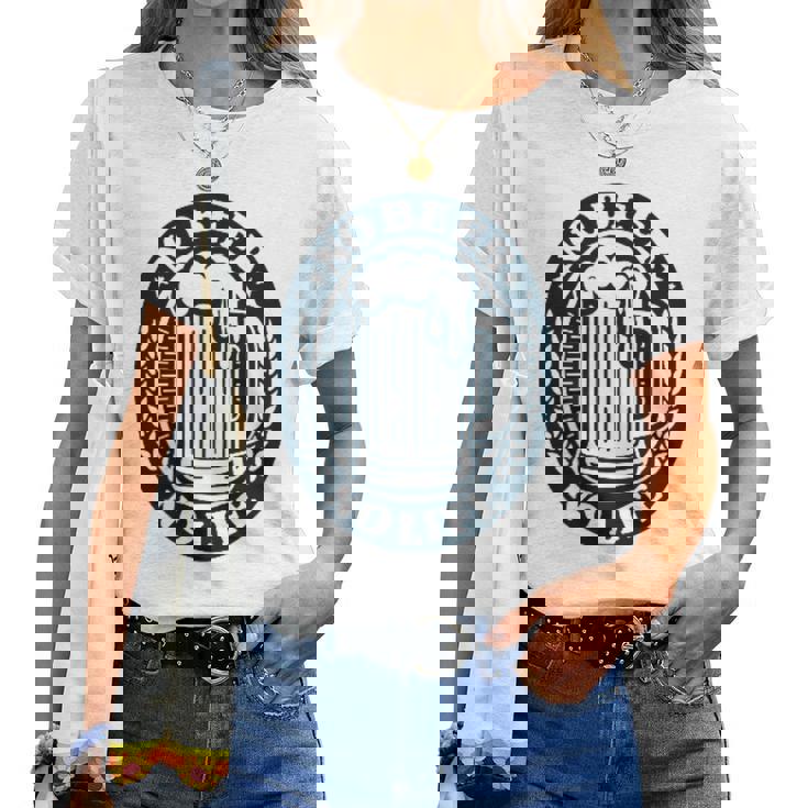 No Beer No Life ヴィンテージ飲料 ビール愛好家向け 左胸 レディースTシャツ