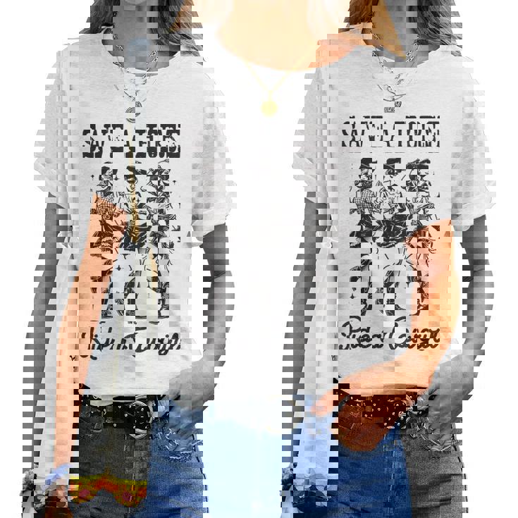 Save A Horse Ride A Cowgirl レトロ ウエスタン ロデオ カントリーガール レディースTシャツ