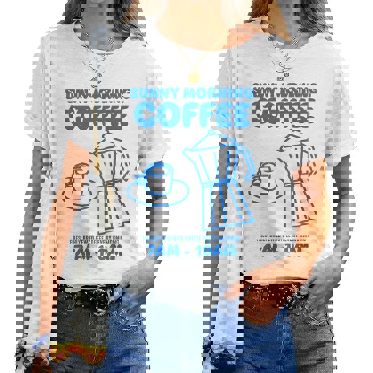 Sunny Morning Coffee Xundayun Delicious Coffee バックプリント レディースTシャツ