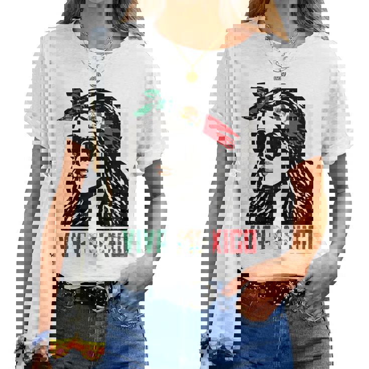 Woman Viva Mexico Flag Cinco De Mayo Mexican Girls Women T-shirt