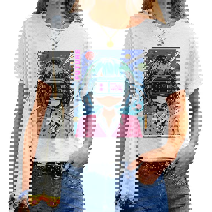 かわいいアニメの女の子 長袖tシャツ レディースTシャツ