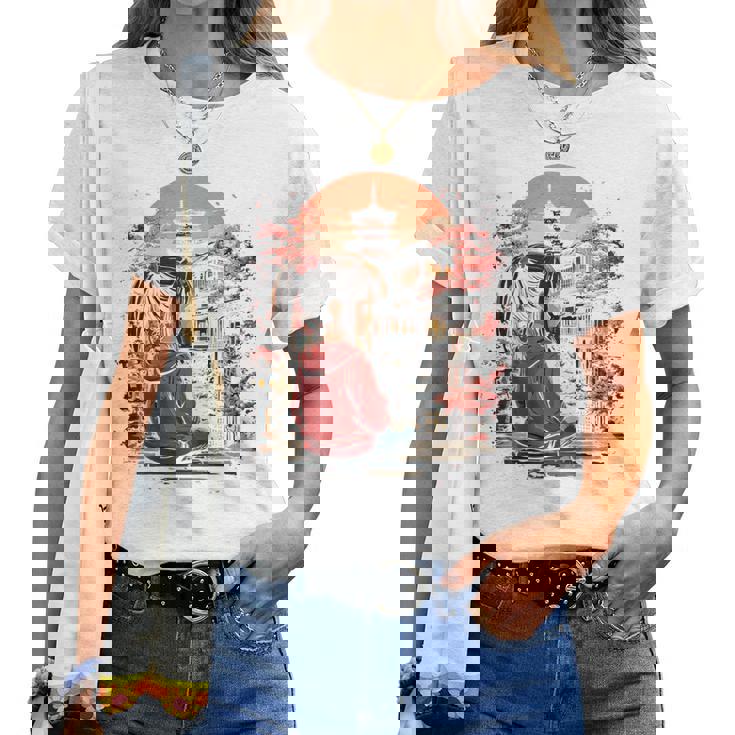 アニメ 女の子 日本 バックプリント レディースTシャツ