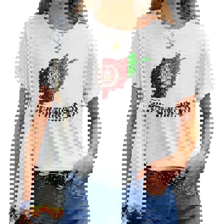 アフガニスタンの国旗 アンティーク調 男性 女性 キッズ アフガニスタン レディースTシャツ