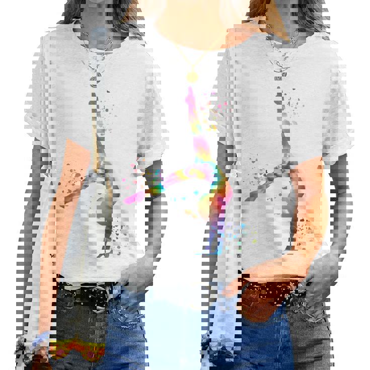 体操 床付き 女の子 キッズ 新体操 レディースTシャツ