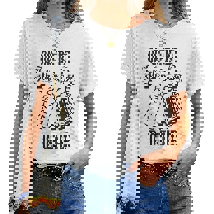 初めての父の日 Together Beer First Time Dad レディースTシャツ