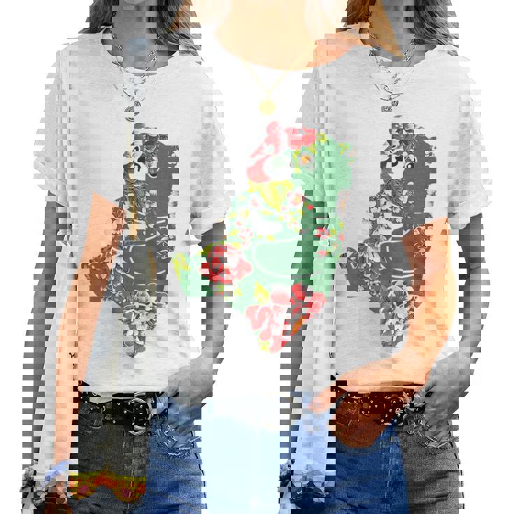 台湾花布柄 くまちゃん 熊 緑 みどり グリーン 客家花布 台湾花布 台湾雑貨 台湾 台湾風 かわいい お洒落 レディースTシャツ