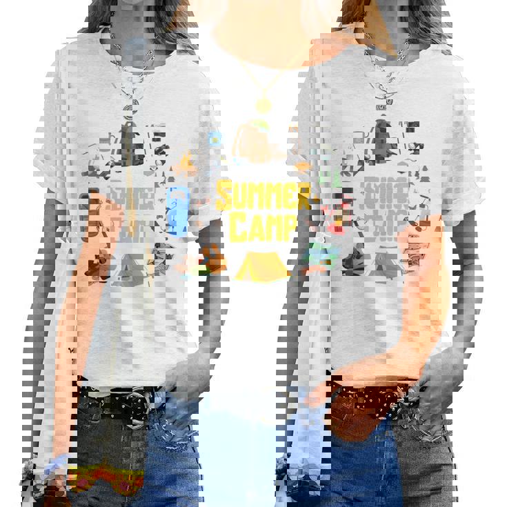 夏のキャンプ旅行 キャンパー キッズ 女の子 男の子 お揃い 長袖tシャツ レディースTシャツ