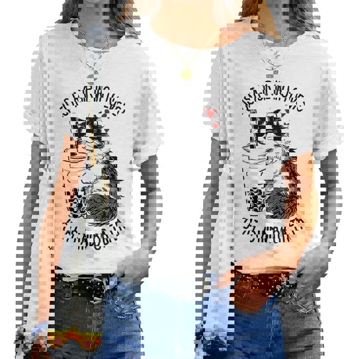 猫が大好きな女の子とボバティーラグドール猫好き レディースTシャツ