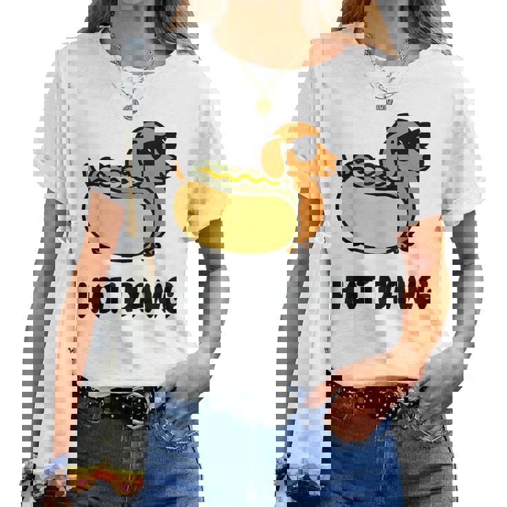 面白い犬 ホットドッグ 食通 駄洒落ギフト 男性 女性 キッズ 男の子 女の子 レディースTシャツ