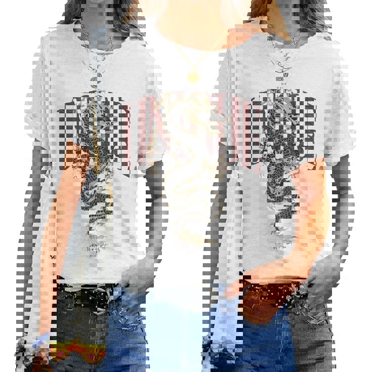 龍 美的 ヒップホップ Y2k Hip Hop 服 レトロ ヴィンテージ ストリートウェア ファッション 女性 男性 竜 レディースTシャツ
