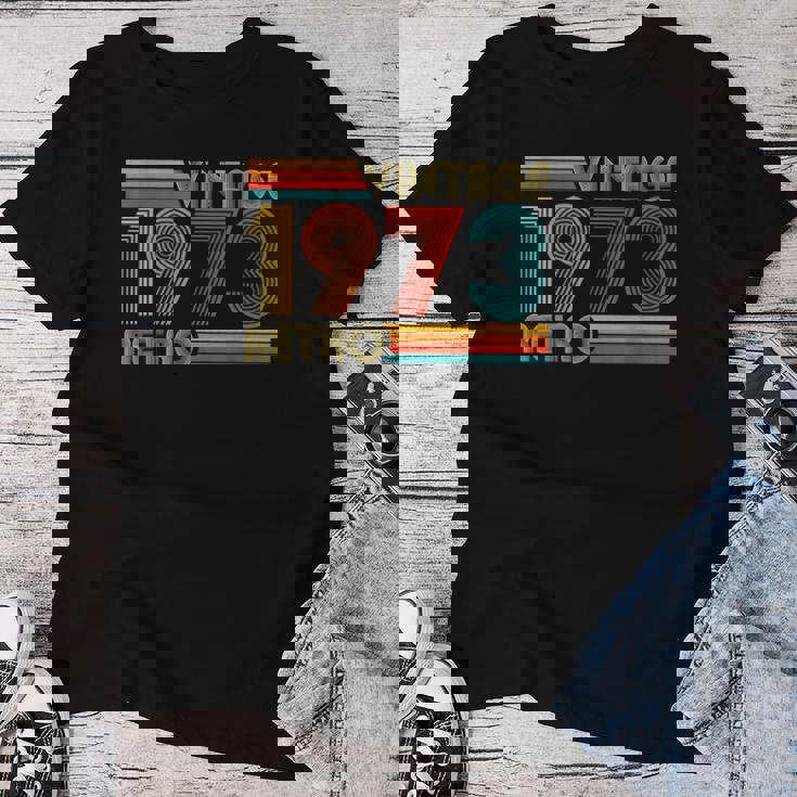 52歳の誕生日プレゼント 52歳 男性 女性 レトロ ヴィンテージ 1973 レディースTシャツ 面白い贈り物