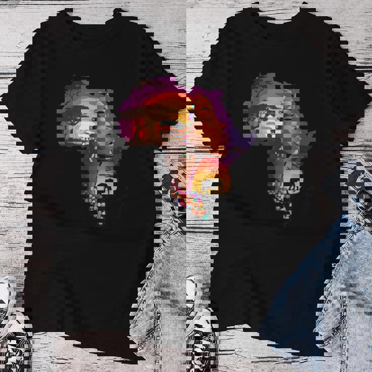 African American Boyunflower Melanin History Month レディースTシャツ 面白い贈り物