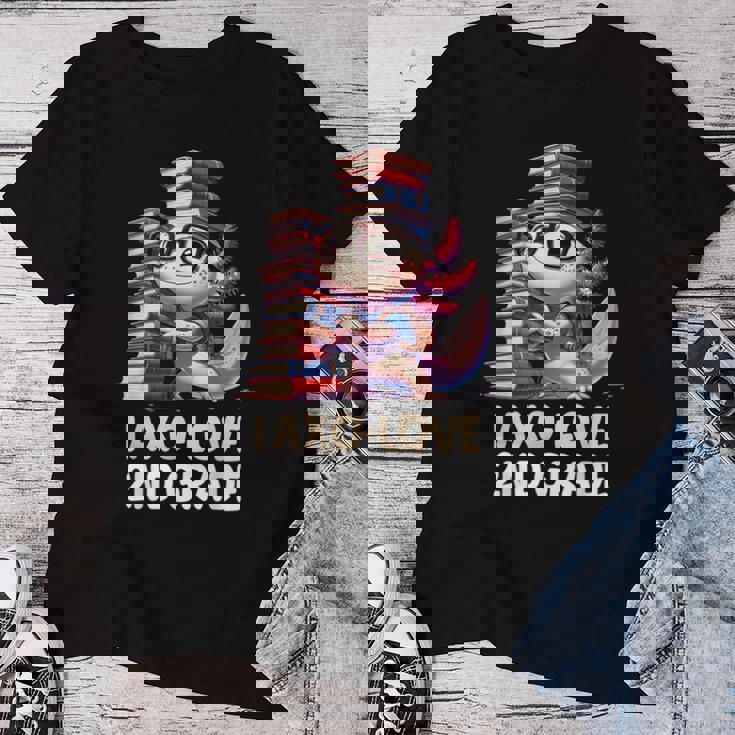 I Axo Love 2Nd Grade Axolotl 新学期読書 レディースTシャツ 面白い贈り物