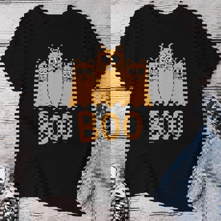 Cat ゴーストブー キュート キティ 猫好き ハロウィン 女性 男性 レディースTシャツ 面白い贈り物