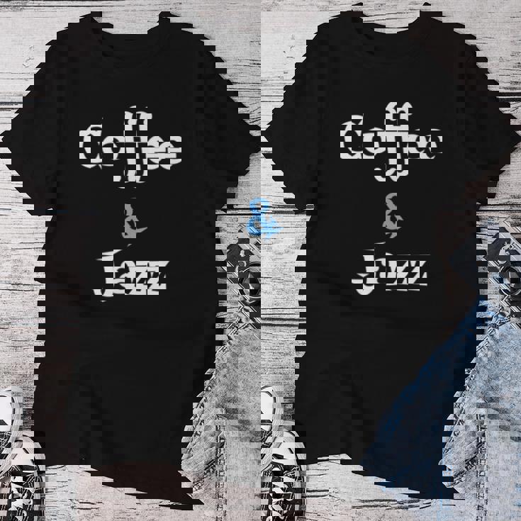 Coffee & Jazz シャツ ユニセックス コーヒー愛好家 ジャズ レディースTシャツ 面白い贈り物