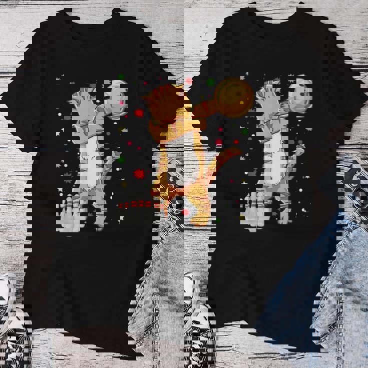 Dabbing Cat ボウリングシャツ 面白いボウリングギフト 猫 お母さん 女の子 レディースTシャツ 面白い贈り物