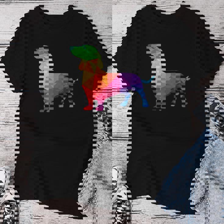 Dachshund Gay Pride Lgbt Lgbtq Rainbow Flag Dog Lovers レディースTシャツ 面白い贈り物