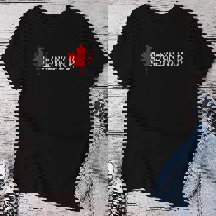 Elbows Up Canada Never 51 カナダ国旗 面白い 男性 女性 ギフト レディースTシャツ 面白い贈り物